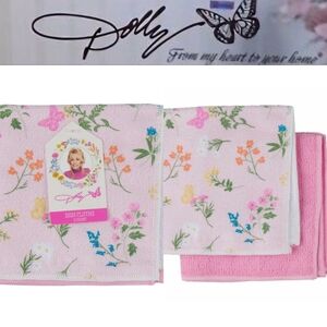 Dolly Parton Spring Floral Dish Cloth Set- Pink